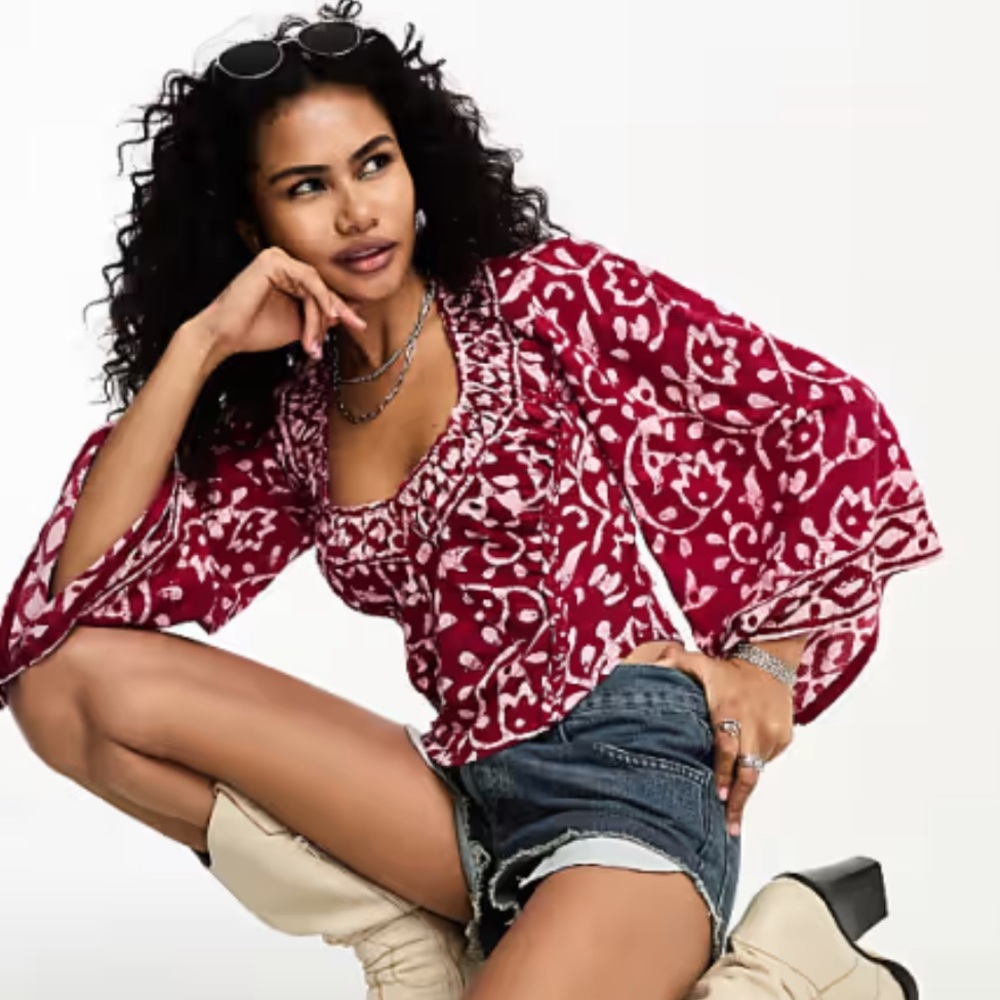 Free People Haut on the Block Batik Corset Top